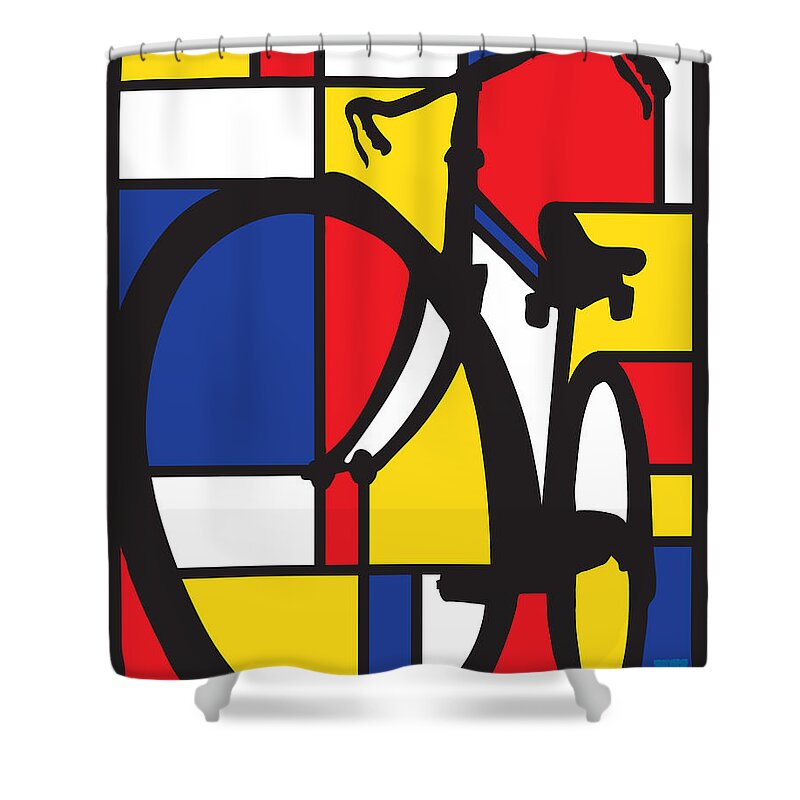 Mondrian Shower Curtain featuring the painting Mondrian Bike by Sassan Filsoof