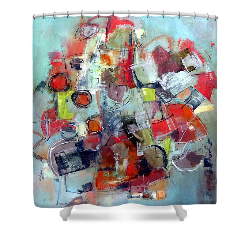 Katieblack Shower Curtain featuring the painting Monopoly by Katie Black