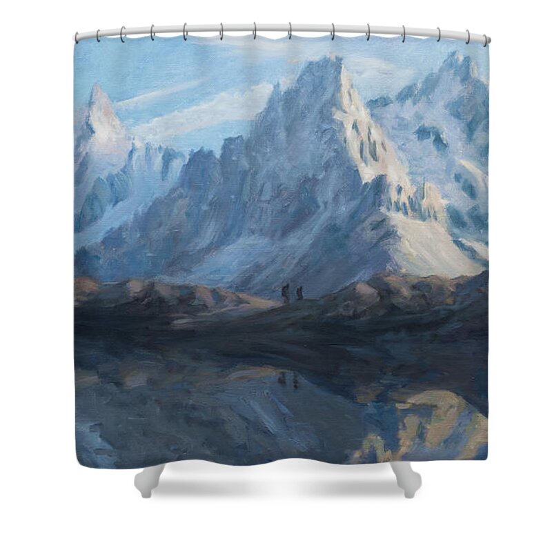Mountain Shower Curtain featuring the painting Montain mirror by Marco Busoni