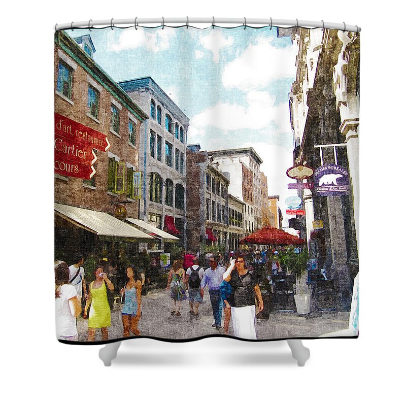 Montreal Shower Curtain featuring the mixed media Montreal Corridors of Time by Shawn Dall