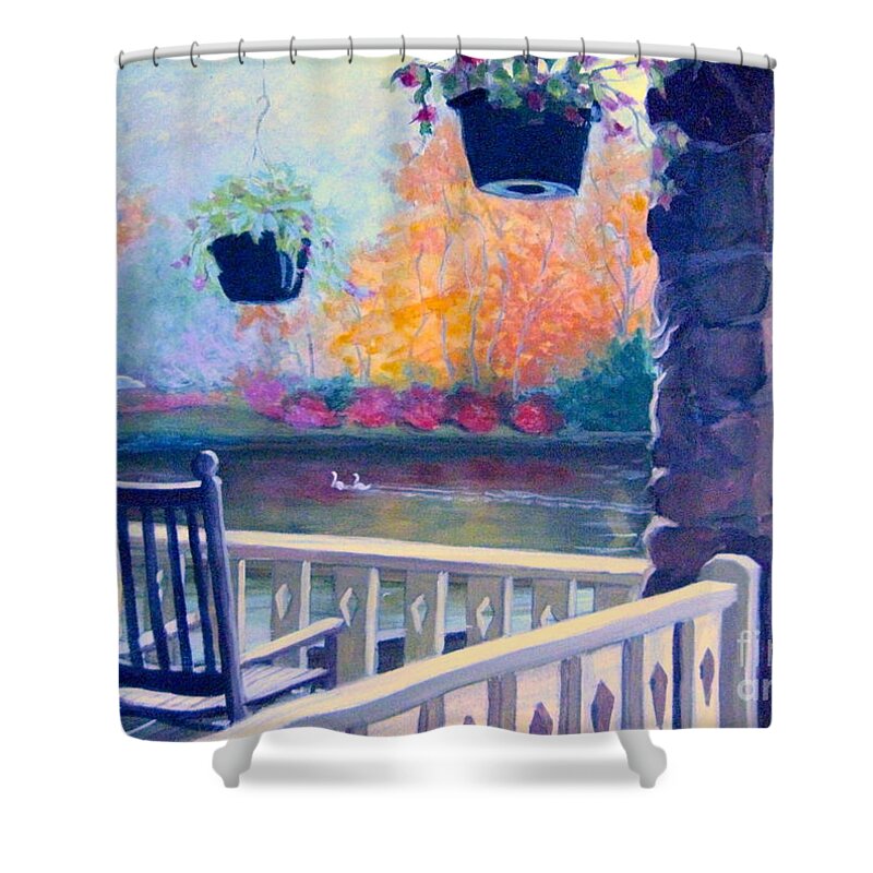 Porch Shower Curtain featuring the painting Montreat Porch by Gretchen Allen