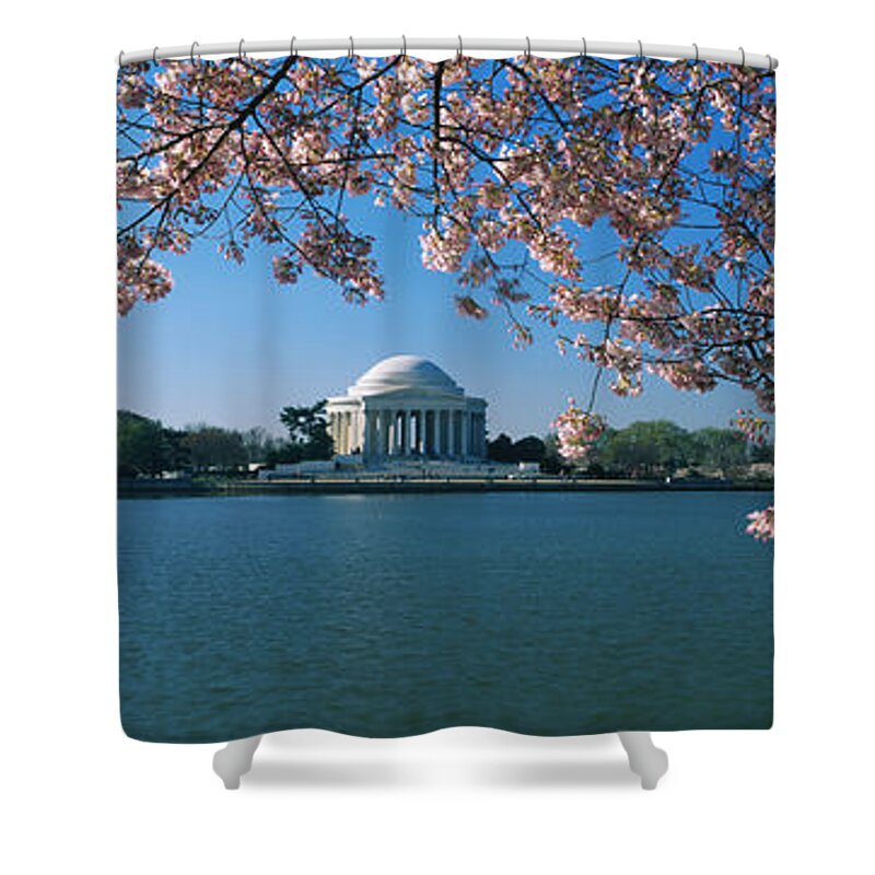 Photography Shower Curtain featuring the photograph Monument At The Waterfront, Jefferson by Panoramic Images