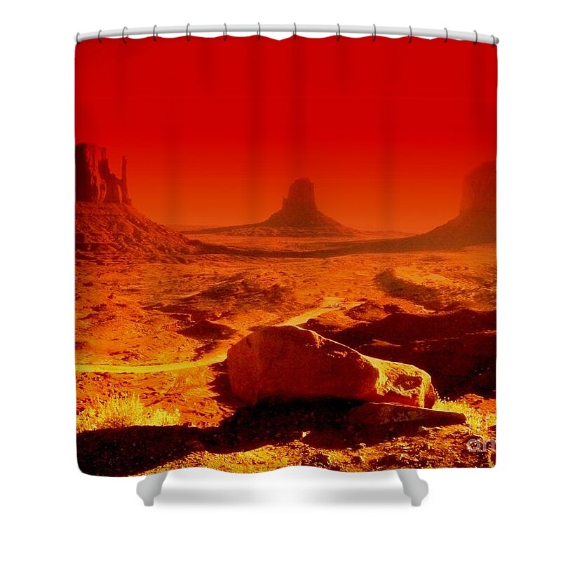 Monument Valley Shower Curtain featuring the photograph Monument melody by Kumiko Mayer