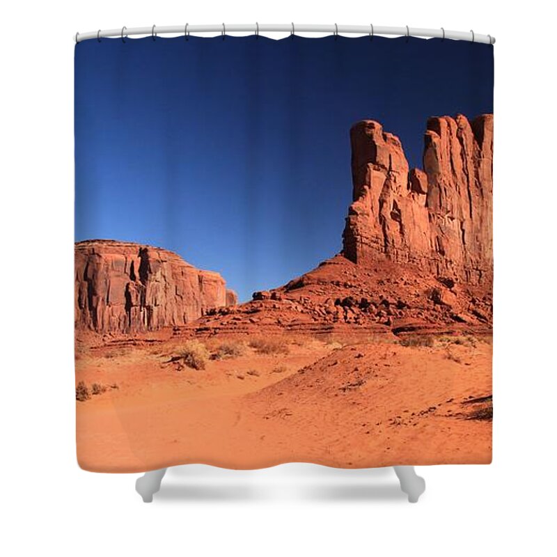 Monument Valley Shower Curtain featuring the photograph Monument Spines by Adam Jewell