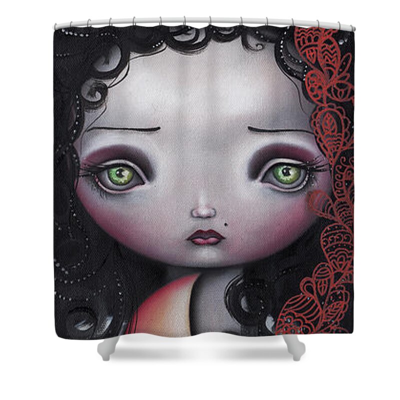 Fantasy Shower Curtain featuring the painting Moon Keeper by Abril Andrade