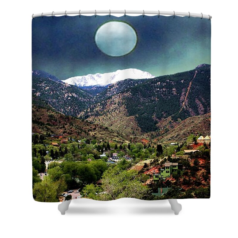 Pike's Shower Curtain featuring the photograph Moon Over Manitou I by Lanita Williams