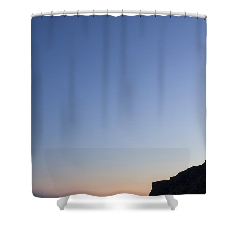 Vik Shower Curtain featuring the photograph Moon Over Vik by Evelina Kremsdorf