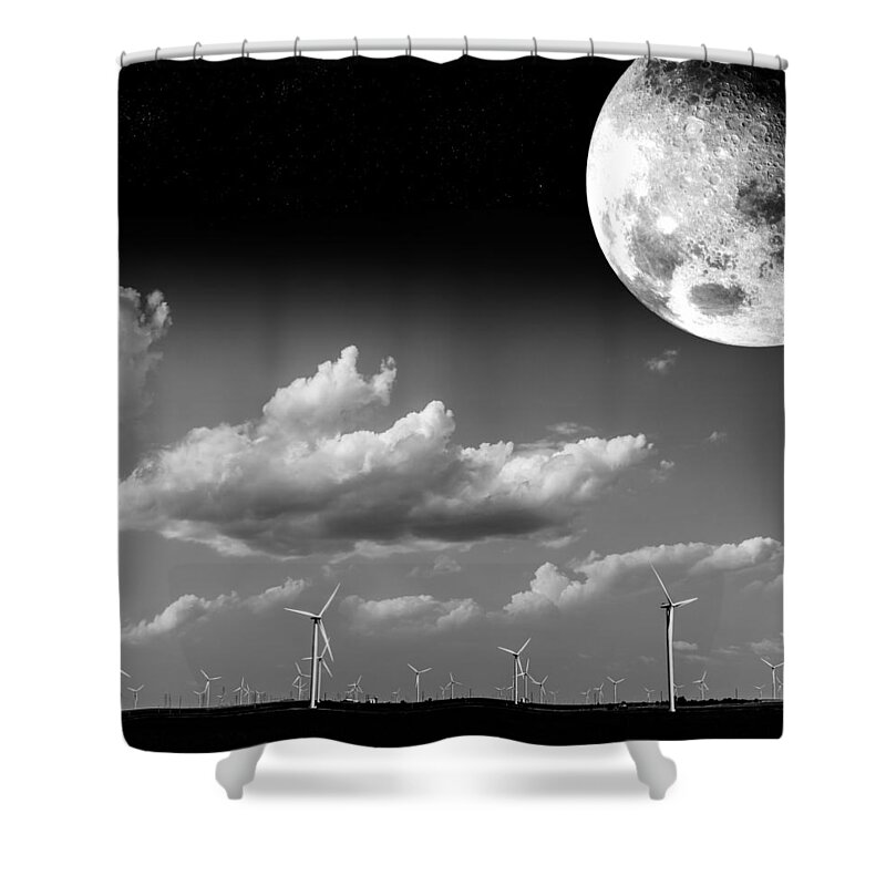 Black Shower Curtain featuring the photograph Moon Power by Semmick Photo