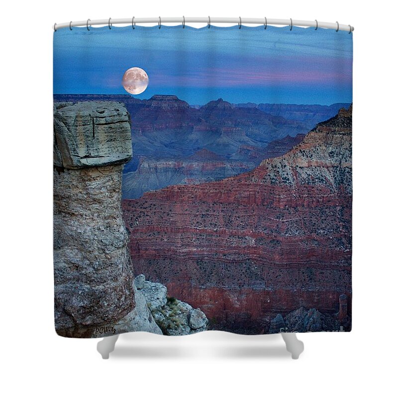 Moon Rise Grand Canyon Shower Curtain featuring the photograph Moon Rise Grand Canyon by Patrick Witz