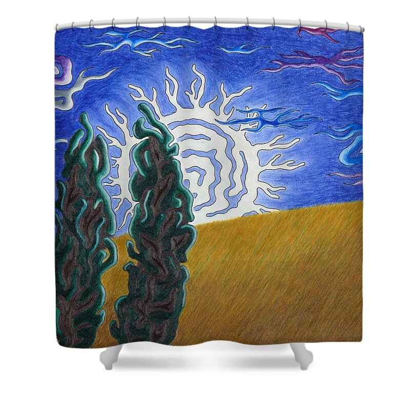 Moonshine Shower Curtain featuring the drawing Moonlight by Andreas Berthold