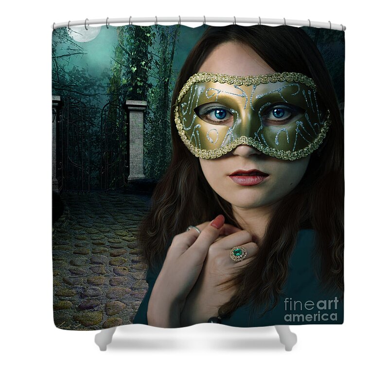  Girl Shower Curtain featuring the digital art Moonlight Rendezvous by Linda Lees