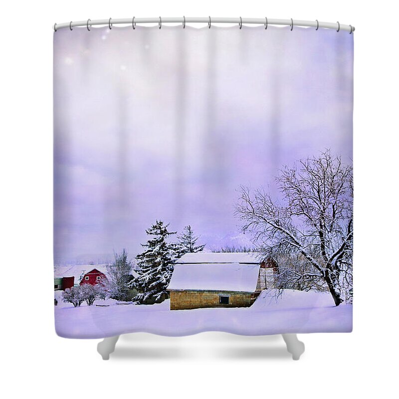 Farm Shower Curtain featuring the photograph Moonlit Farm by Theresa Tahara
