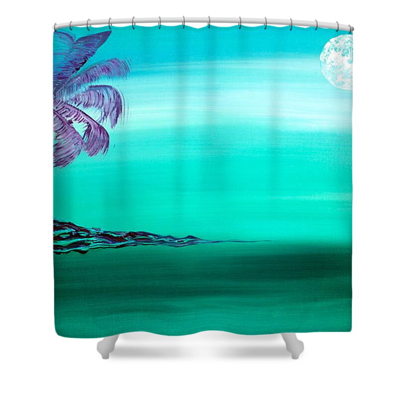 Tree Shower Curtain featuring the painting Moonlit Palm by Jacqueline Athmann
