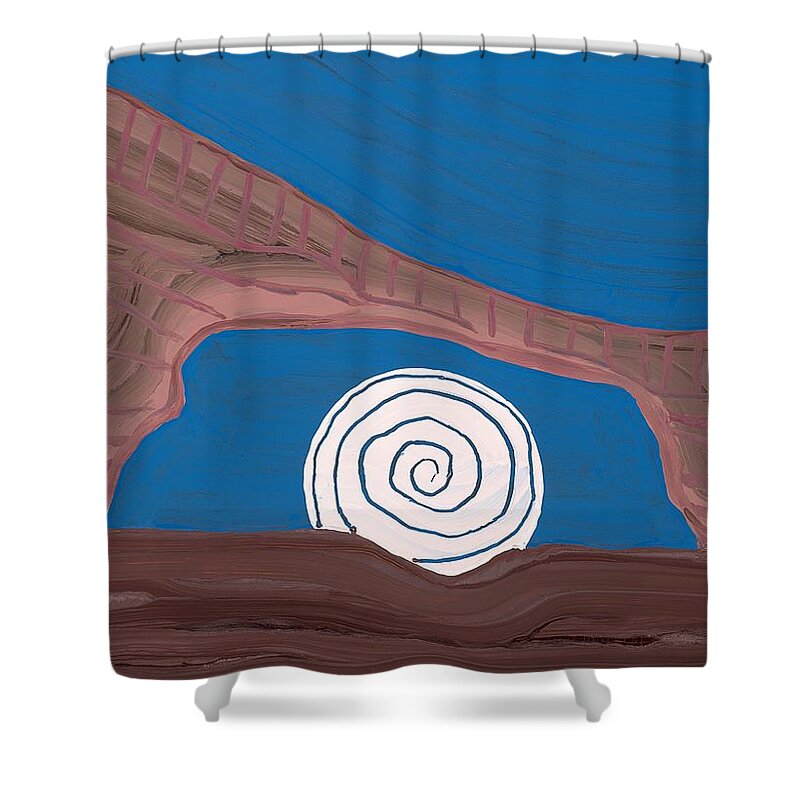 Painting Shower Curtain featuring the painting Moonscape original painting by Sol Luckman