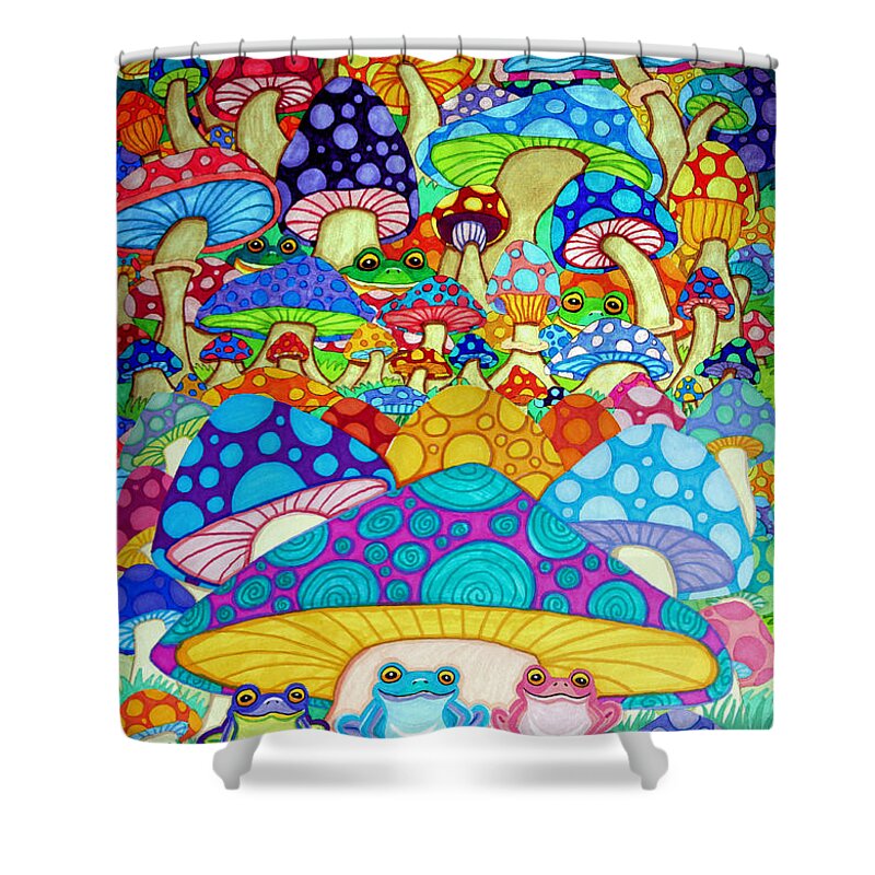 More Frogs Toads and Magic Mushrooms Shower Curtain by Nick Gustafson -  Pixels