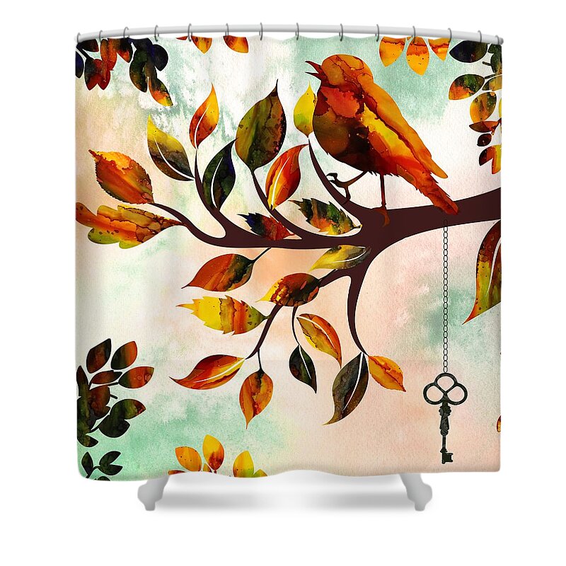 Bird Shower Curtain featuring the painting Morning Bird by Lilia D