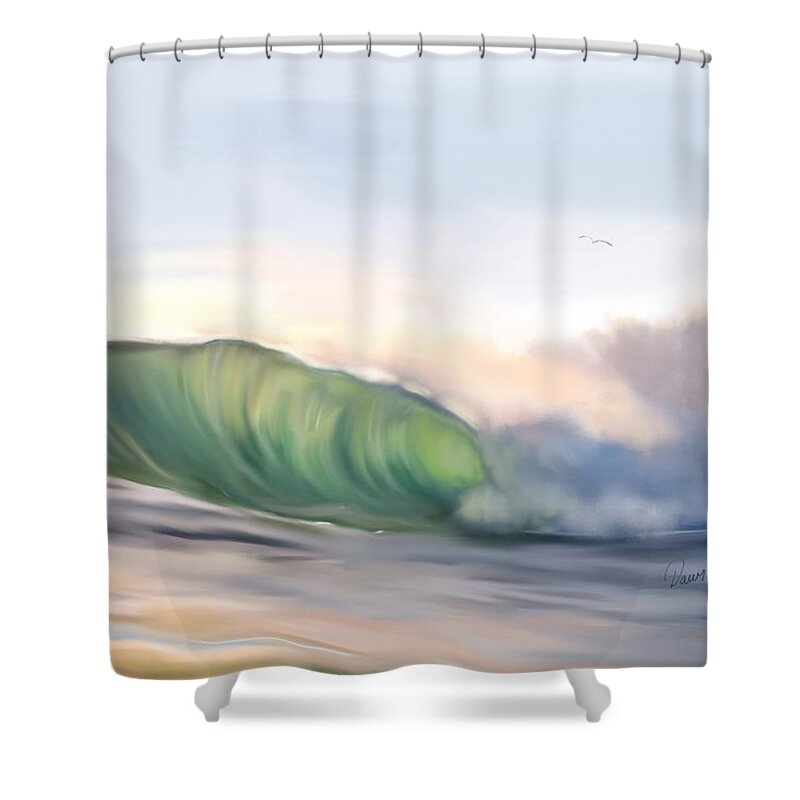 Wave Shower Curtain featuring the painting Morning Break by Dawn Harrell