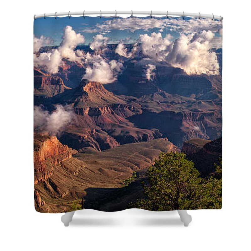 Grand Canyon Shower Curtain featuring the photograph Morning Clouds at El Tovar by Joe Ownbey