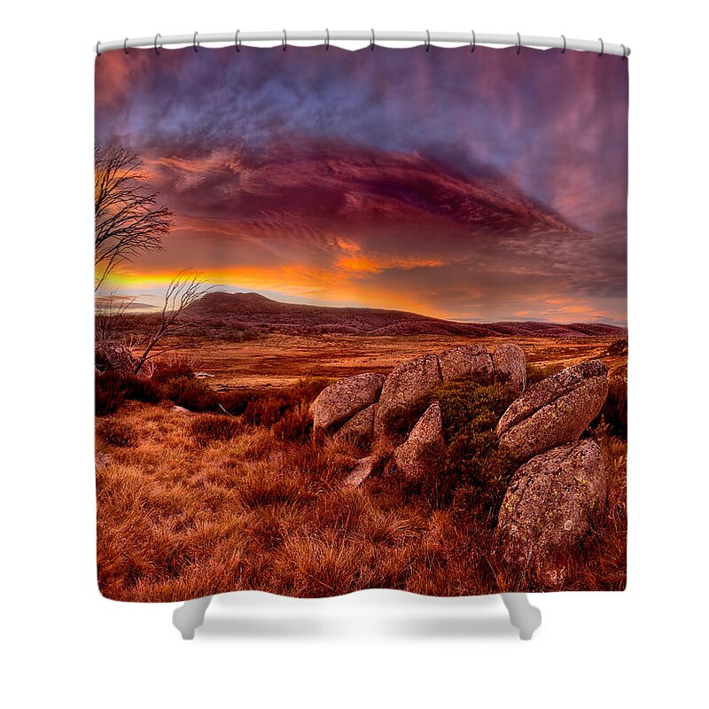 2013 Shower Curtain featuring the photograph Morning Clouds over Jugungal by Robert Charity