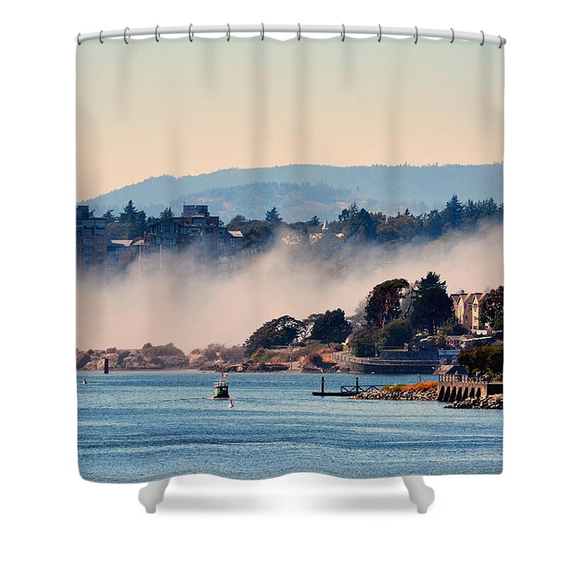 Harbor Shower Curtain featuring the photograph Morning Mist by Maria Angelica Maira
