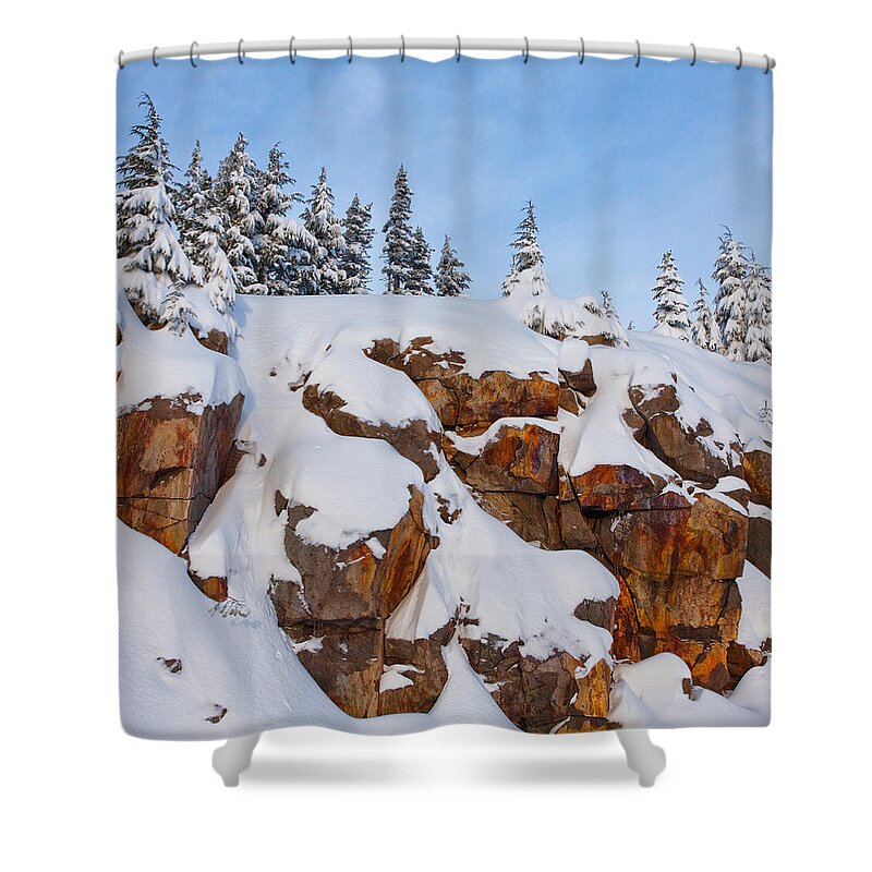  River Shower Curtain featuring the photograph Morning Snow by Darren White