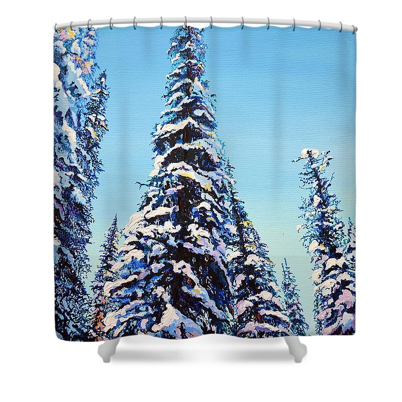 Trees Shower Curtain featuring the painting Morning Snow by Gregory Merlin Brown