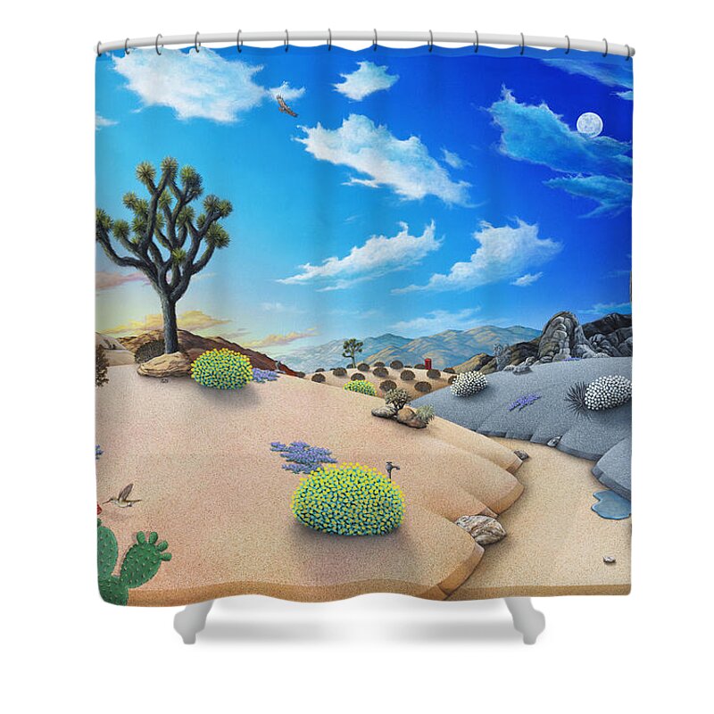 Joshua Tree Shower Curtain featuring the painting Joshua Tree morning to night by Snake Jagger