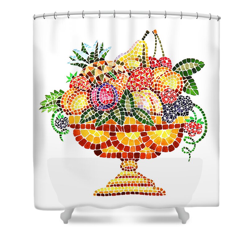 Mosaic Shower Curtain featuring the painting Mosaic Fruit Vase by Irina Sztukowski