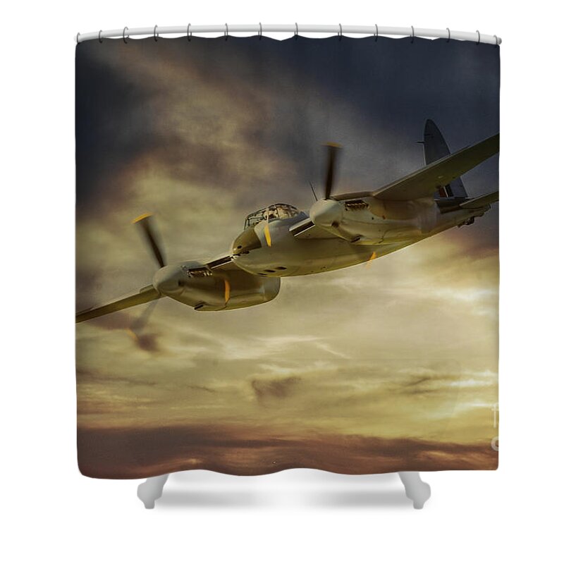 De Havilland Mosquito Shower Curtain featuring the digital art Mosquito by Airpower Art