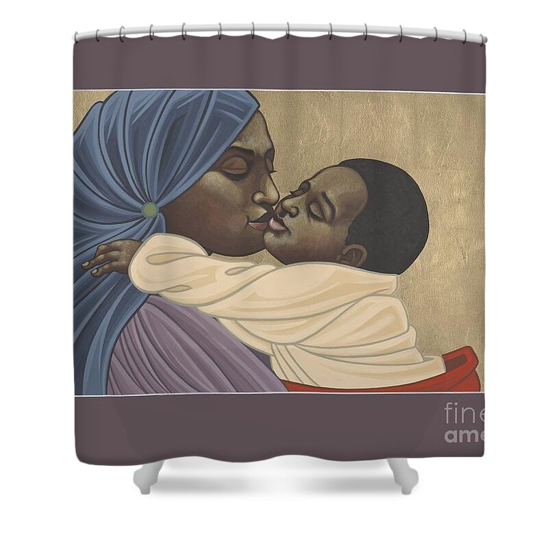 Mother And Child Of Kibeho Shower Curtain featuring the painting Mother and Child of Kibeho 211 by William Hart McNichols