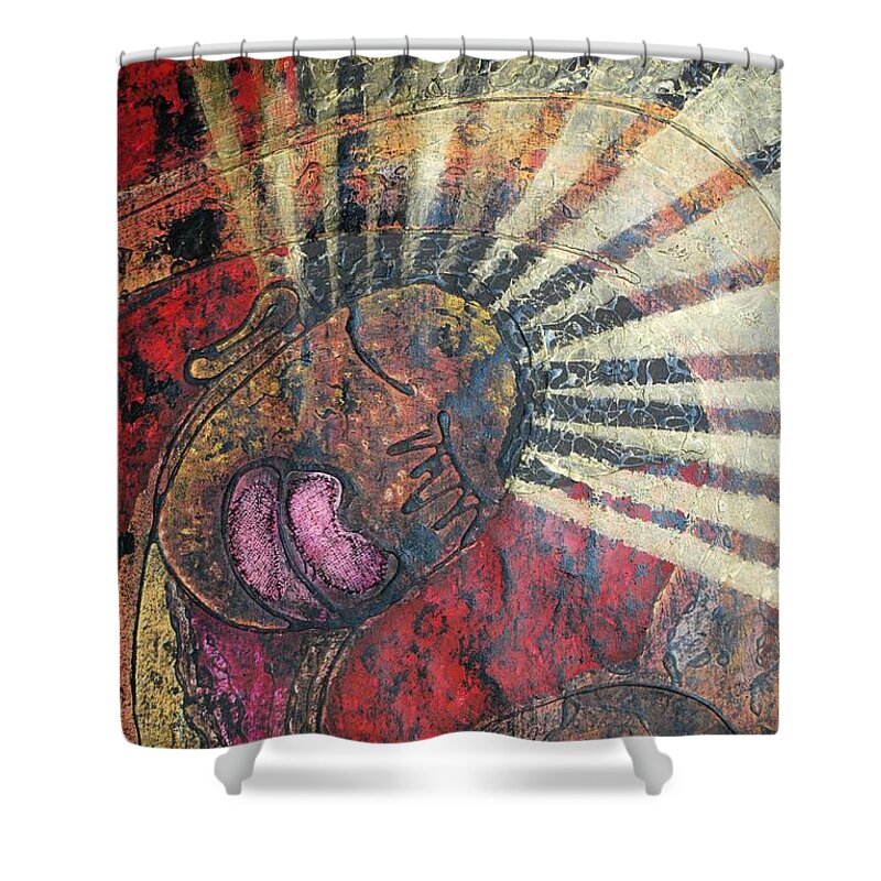 Mother Shower Curtain featuring the painting Mother Daughter God by Cleaster Cotton
