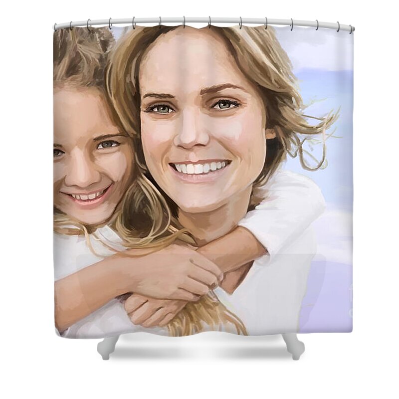 Capture Shower Curtain featuring the painting Mother Daughter Portrait  by Tim Gilliland