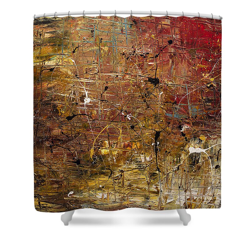 Abstract Art Shower Curtain featuring the painting Mother Lode by Carmen Guedez