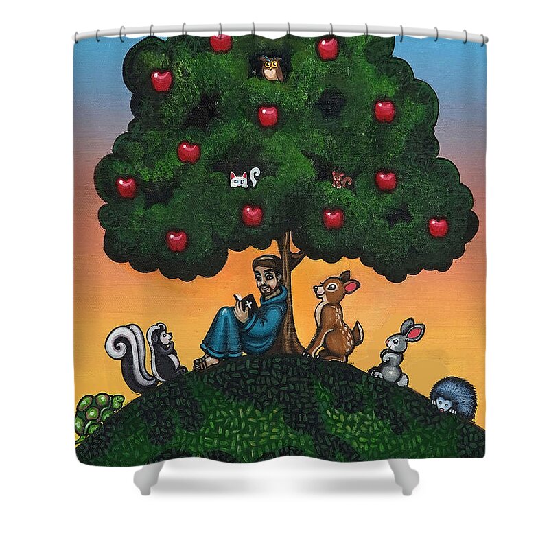St. Francis Shower Curtain featuring the painting Mother Natures Son II by Victoria De Almeida