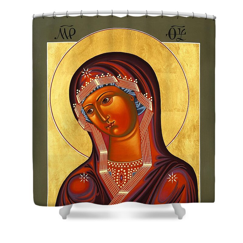 Mother Of God Similar To Fire Shower Curtain featuring the painting Mother of God Similar to Fire 007 by William Hart McNichols