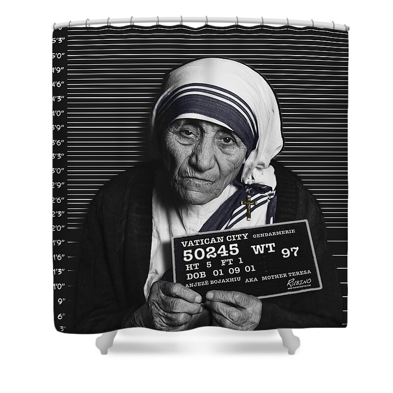Mother Teresa Shower Curtain featuring the photograph Mother Teresa Mug Shot by Tony Rubino