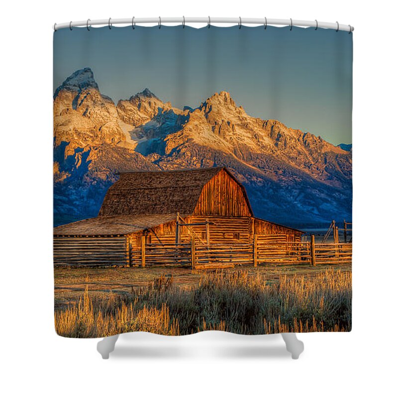 Grand Tetons Shower Curtain featuring the photograph Moulton Barn Mormon Row Grand Tetons by Brenda Jacobs