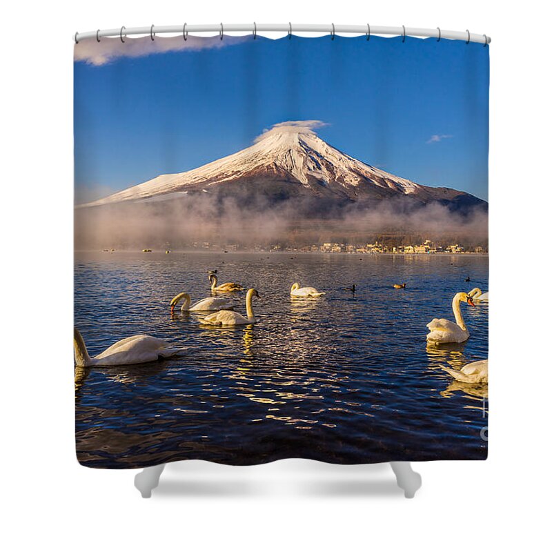 Autumn Shower Curtain featuring the photograph Mount Fuji - Japan by Luciano Mortula