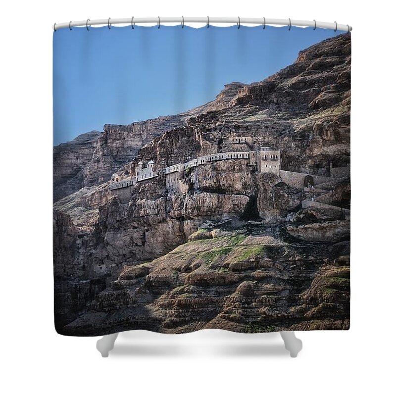 Israel Shower Curtain featuring the photograph Mount Of The Temptation Monastery Jericho Israel by Mark Fuller
