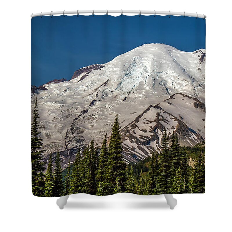 Mount Rainier Shower Curtain featuring the photograph Mount Rainier Glaciers by Pierre Leclerc Photography
