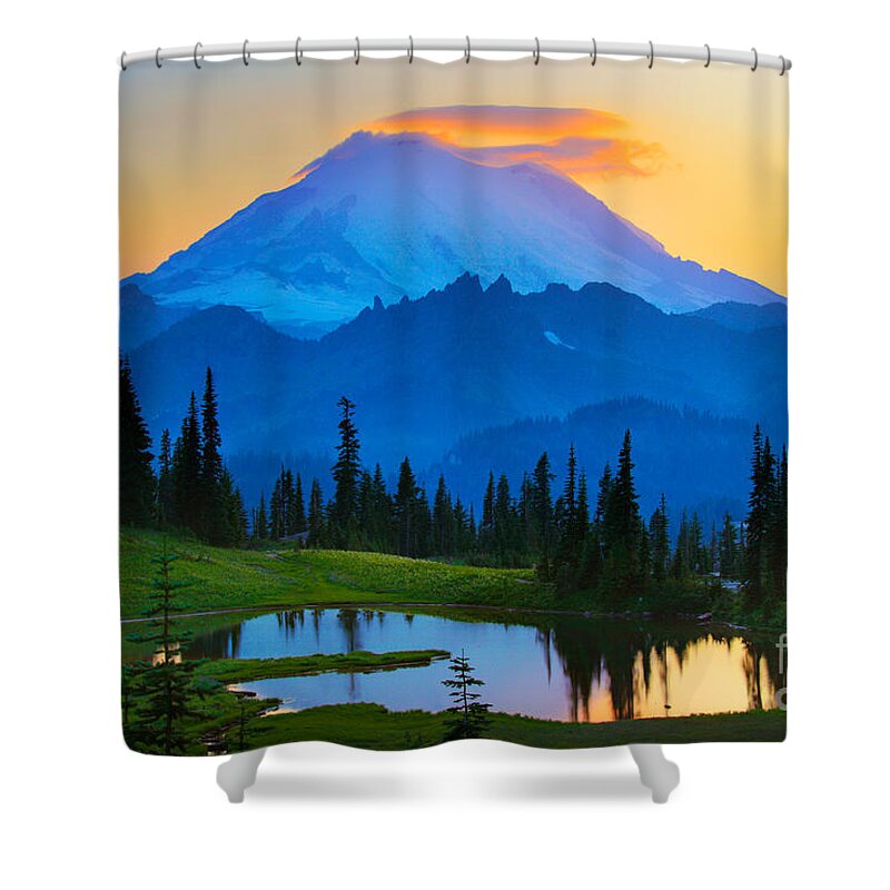 Mount Rainier Shower Curtain featuring the photograph Mount Rainier Goodnight by Inge Johnsson