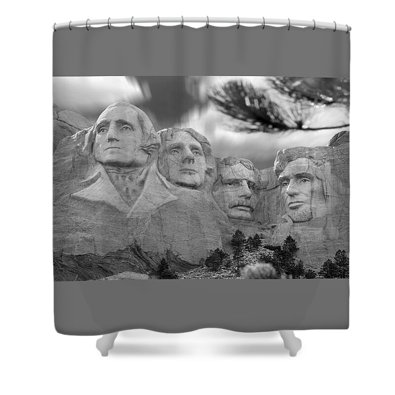 Landmarks Shower Curtain featuring the photograph Mount Rushmore Panoramic by Mike McGlothlen
