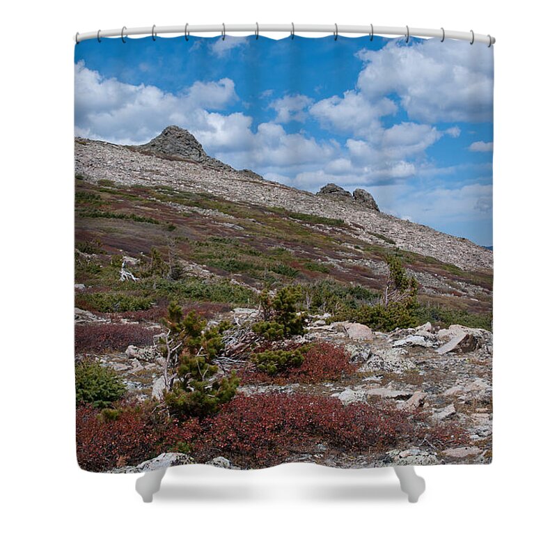Autumn Shower Curtain featuring the photograph Mountain Autumn Colors and Layers by Cascade Colors