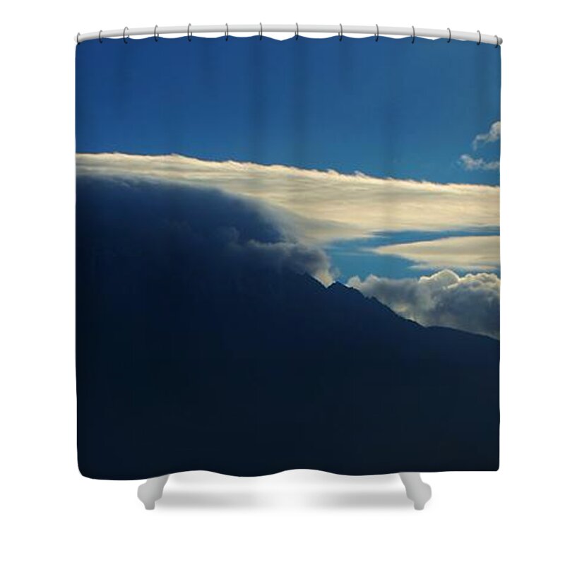 Lenticular Cloud Shower Curtain featuring the photograph MounTaiN CaP by Angela J Wright
