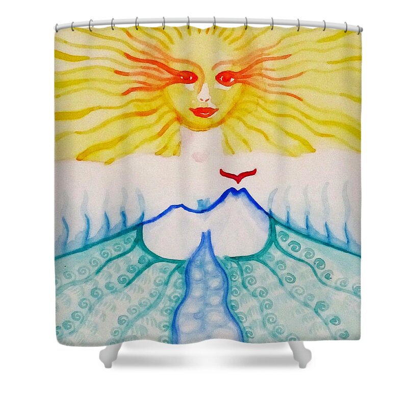 Mountain Shower Curtain featuring the painting Mountain Goddess by Ingrid Van Amsterdam