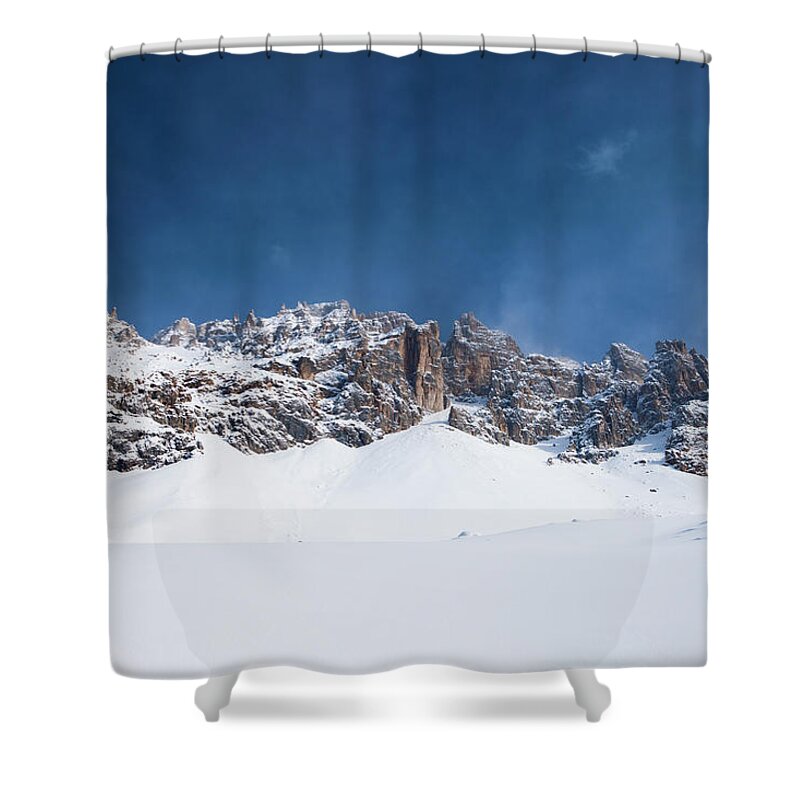 Skiing Shower Curtain featuring the photograph Mountain In Dolomites by Tadejzupancic