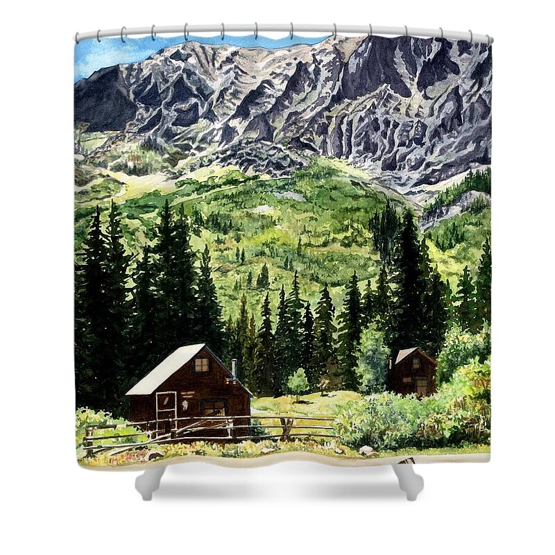 Water Color Paintings Shower Curtain featuring the painting Mountain Majesty by Barbara Jewell