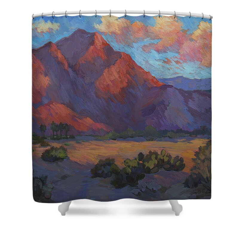 Mountain Majesty Shower Curtain featuring the painting Mountain Majesty by Diane McClary