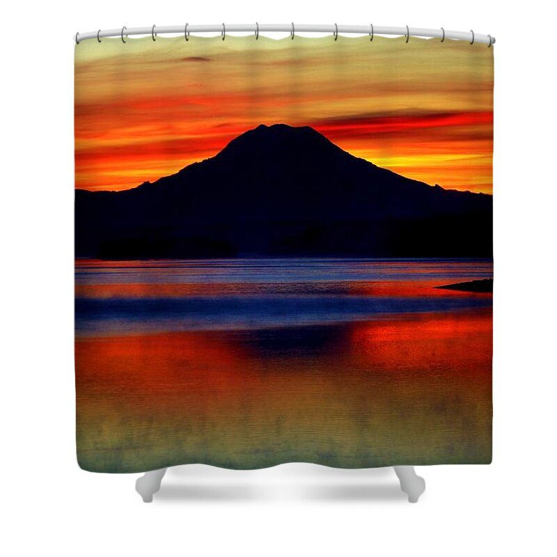 Mount Rainier Shower Curtain featuring the photograph Mountain Sunrise by Benjamin Yeager