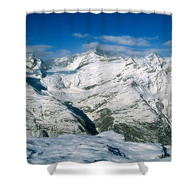 Photography Shower Curtain featuring the photograph Mountains Covered With Snow by Panoramic Images